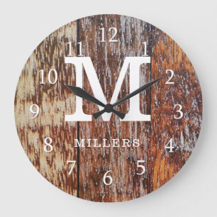 Bruin Barn Wood Farmhouse Monogram Grote Klok