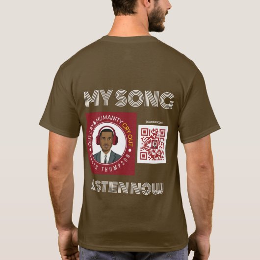 Bruin basic T-shirt met korte mouwen. (Achterkant)
