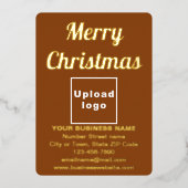 Bruin Bedrijfs Merk op Kerstmis Folie Feestdagenkaart (Voorkant)