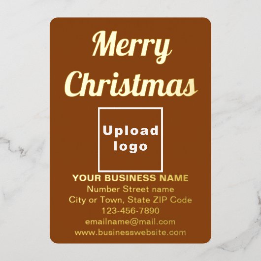 Bruin Bedrijfs Merk op Kerstmis Folie Feestdagenkaart (Voorkant)