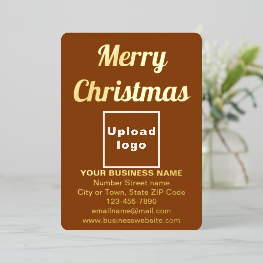 Bruin Bedrijfs Merk op Kerstmis Folie Feestdagenkaart (Staand Voorkant)