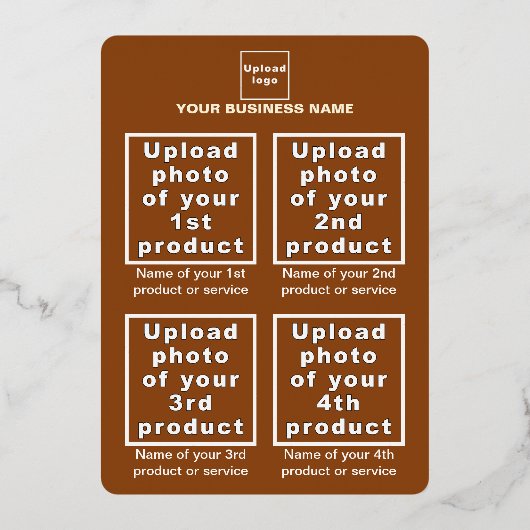 Bruin Bedrijfs Merk op Kerstmis Folie Feestdagenkaart (Achterkant)