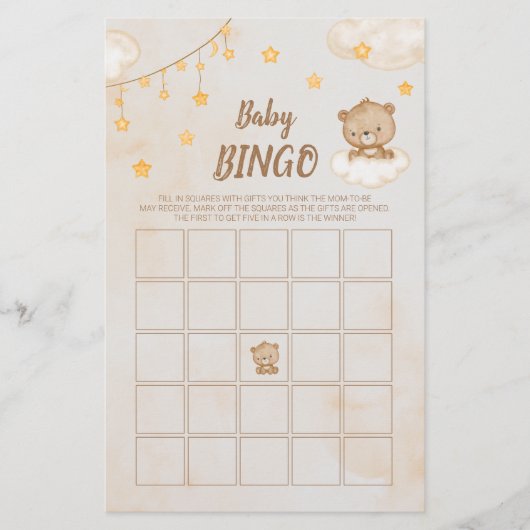 Bruin Beer Baby shower Bingo (Voorkant)