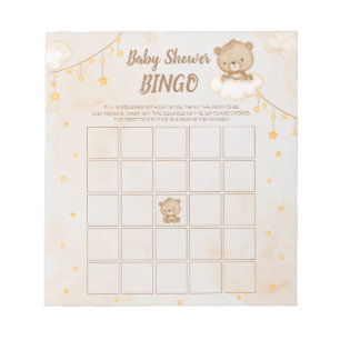 Bruin Beer Baby shower Bingo Notitieblok