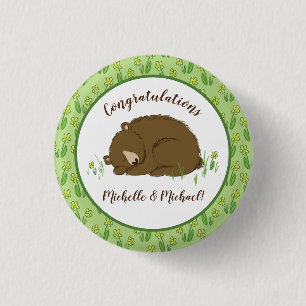 Bruin Beer Baby shower Woodland Ronde Button 3,2 Cm