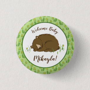 Bruin Beer Baby shower Woodland Ronde Button 3,2 Cm