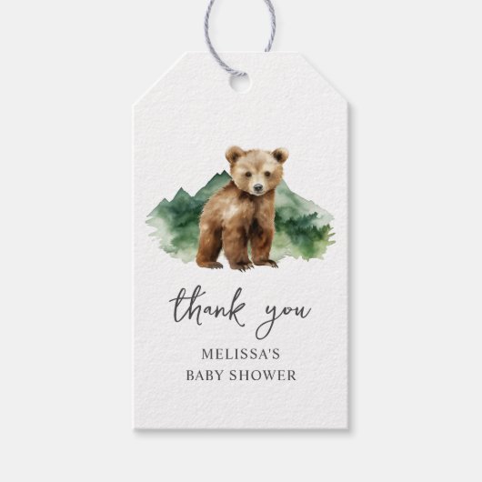 Bruin Beer Cub Baby shower Dank u wel Cadeaulabel (Voorkant)