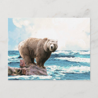 Bruin Beer De oceaan verkennen! Briefkaart