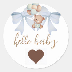 Bruin Beer en bruin Baby shower Ronde Sticker
