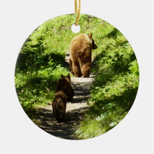 Bruin Beer familie Keramisch Ornament