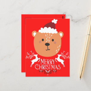 Bruin Beer Funny kerstrode Feestdagen Briefkaarten