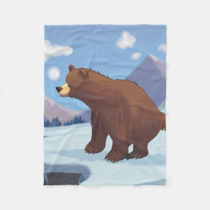 Bruin beer in de bergen fleece deken