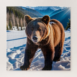 Bruin Beer in de sneeuw Legpuzzel