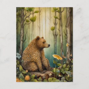 Bruin Beer in het Forest Art Briefkaart