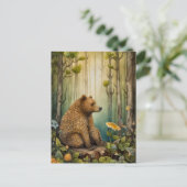 Bruin Beer in het Forest Art Briefkaart (Staand voorkant)