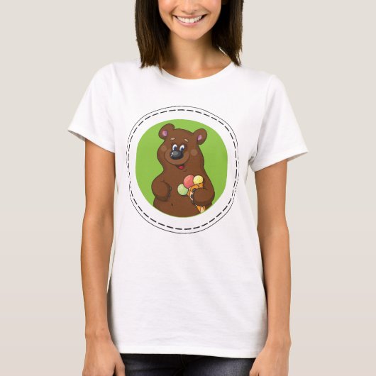 Bruin Beer met ijskap T-shirt (Voorkant)