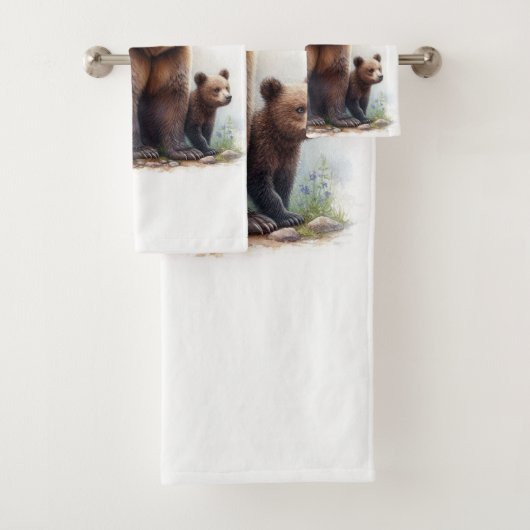 Bruin Beer met twee welpen Bad Handdoek (Insitu)