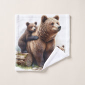 Bruin Beer met twee welpen Bad Handdoek (Wasdoekje)