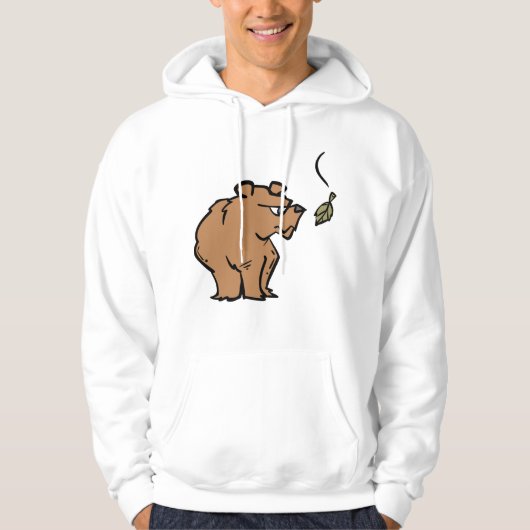 Bruin Beer met vallende herfstblad Schattigee dier Hoodie (Voorkant)