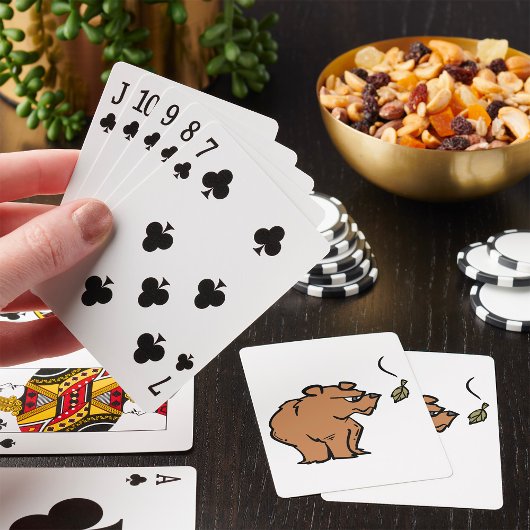 Bruin Beer met vallende herfstblad Schattigee dier Pokerkaarten