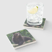 Bruin beer stenen onderzetter (Zijkant)