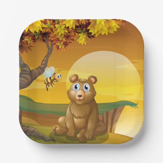 Bruin Beer Sunset Papieren Bordje (Voorkant)