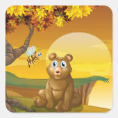Bruin Beer Sunset Vierkante Sticker (Voorkant)