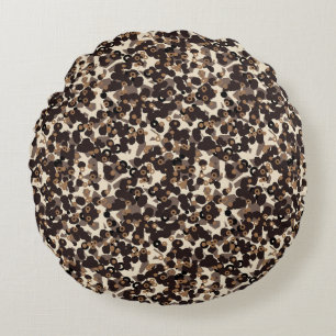 bruin beige bruin abstract rond kussen