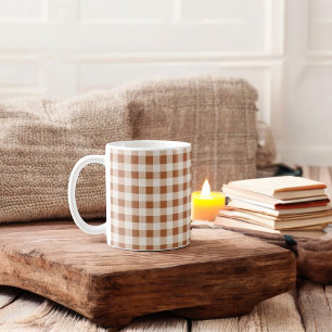 Bruin Beige Buffalo Plaid Holiday Koffiemok