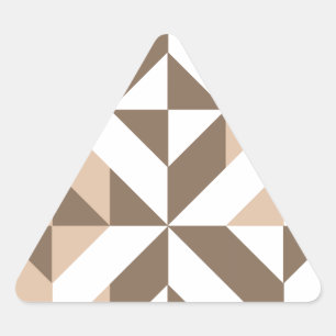Bruin Beige Geometrische Cube Patroon Driehoek Sticker