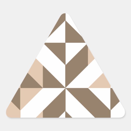 Bruin Beige Geometrische Cube Patroon Driehoek Sticker (Voorkant)