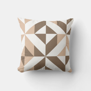 Bruin Beige Geometrische Cube Patroon Kussen