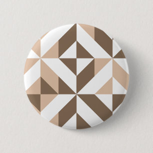 Bruin Beige Geometrische Cube Patroon Ronde Button 5,7 Cm