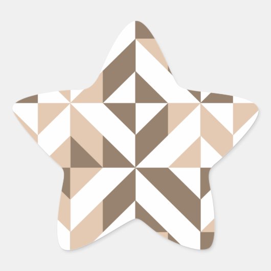 Bruin Beige Geometrische Cube Patroon Ster Sticker (Voorkant)
