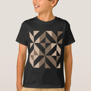 Bruin Beige Geometrische Cube Patroon T-shirt