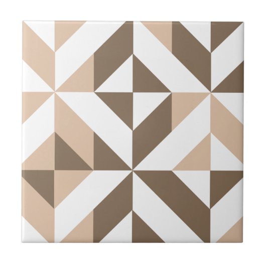 Bruin Beige Geometrische Cube Patroon Tegeltje (Voorkant)