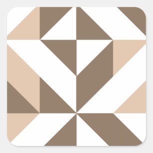 Bruin Beige Geometrische Cube Patroon Vierkante Sticker