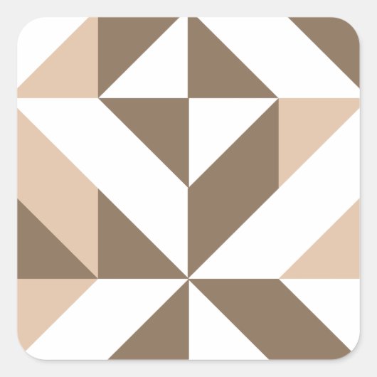 Bruin Beige Geometrische Cube Patroon Vierkante Sticker (Voorkant)