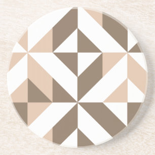 Bruin Beige Geometrische Cube Patroon Zandsteen Onderzetter