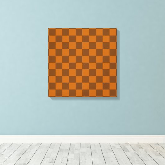 Bruin Beige geruite blokprint Canvas Afdruk (Insitu (Houten vloer))