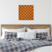 Bruin Beige geruite blokprint Canvas Afdruk (Insitu (Slaapkamer))