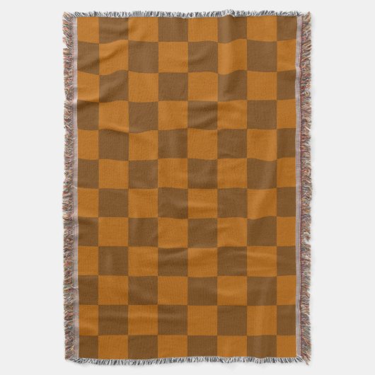 Bruin Beige geruite blokprint Deken (Voorkant Verticaal)