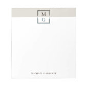 Bruin Beige Groen Schoon Manly Monogram & Naam Notitieblok (Voorkant)