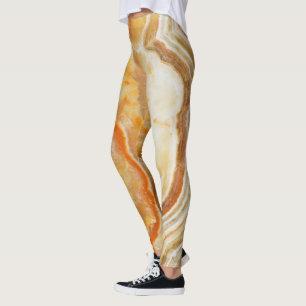 Bruin & Beige Marmeren Print Leggings