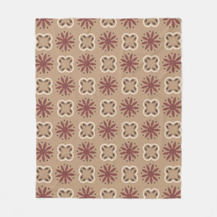 Bruin Beige Marokkaans Mozaïek Geometrisch Patroon Fleece Deken