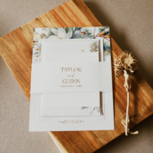 Bruin Beige minimalistische rustieke bruiloft Uitnodigingen Wikkel
