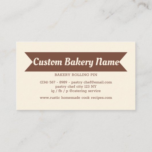 Bruin Beige Modern Pastry Chef Visitekaartje (Achterkant)