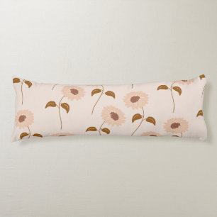 Bruin Beige Retro Y2K Hippie Zonnebloem Patroon Lichaamskussen