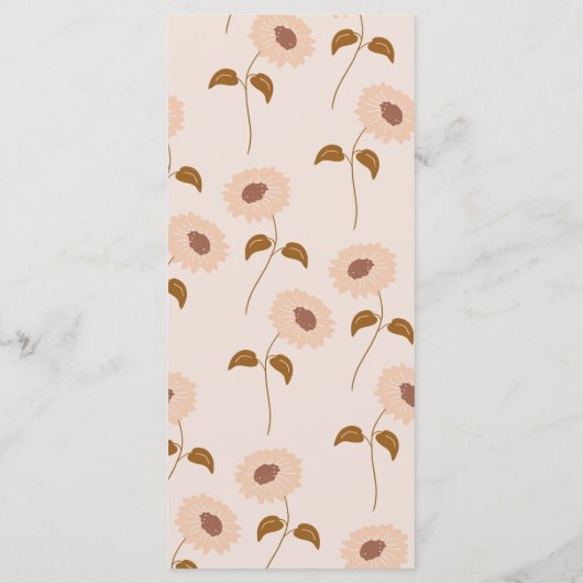 Bruin Beige Retro Y2K Hippie Zonnebloem Patroon Menu (Achterkant)