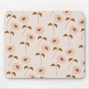 Bruin Beige Retro Y2K Hippie Zonnebloem Patroon Muismat
